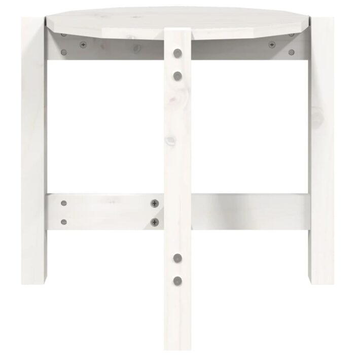 Table basse Blanc Ø 52,5x45 cm Bois massif de pin – Image 3
