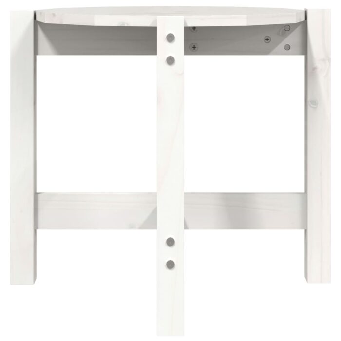 Table basse Blanc Ø 52,5x45 cm Bois massif de pin – Image 4