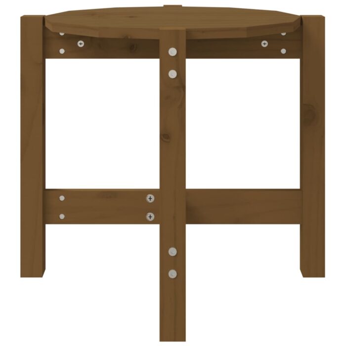 Table basse Marron miel Ø 52,5x45 cm Bois massif de pin – Image 3