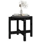 Table basse Noir Ø 52,5x45 cm Bois massif de pin – Image 2