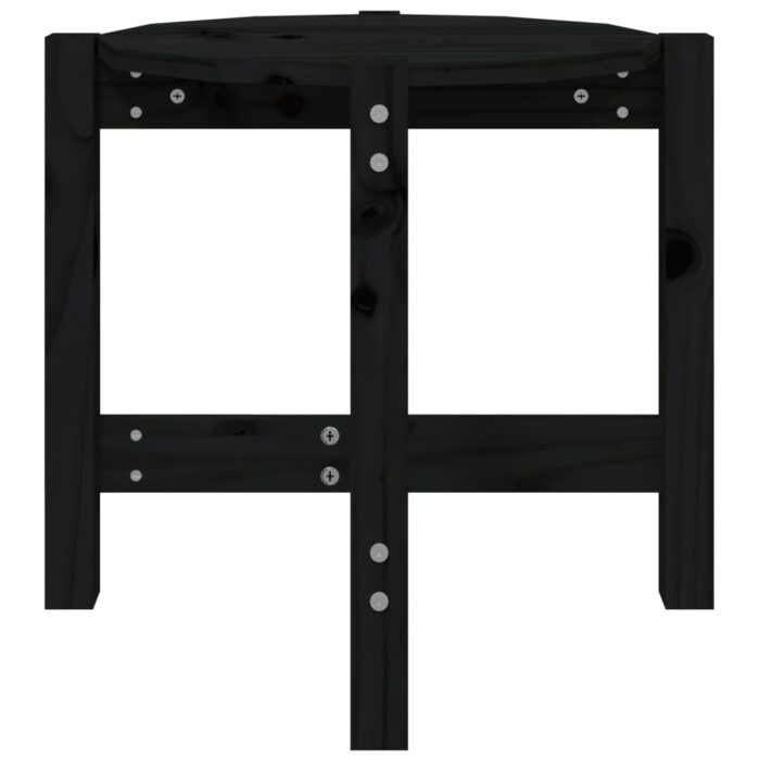 Table basse Noir Ø 52,5x45 cm Bois massif de pin – Image 3