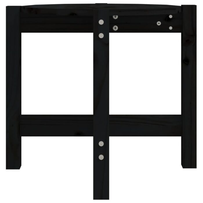 Table basse Noir Ø 52,5x45 cm Bois massif de pin – Image 4