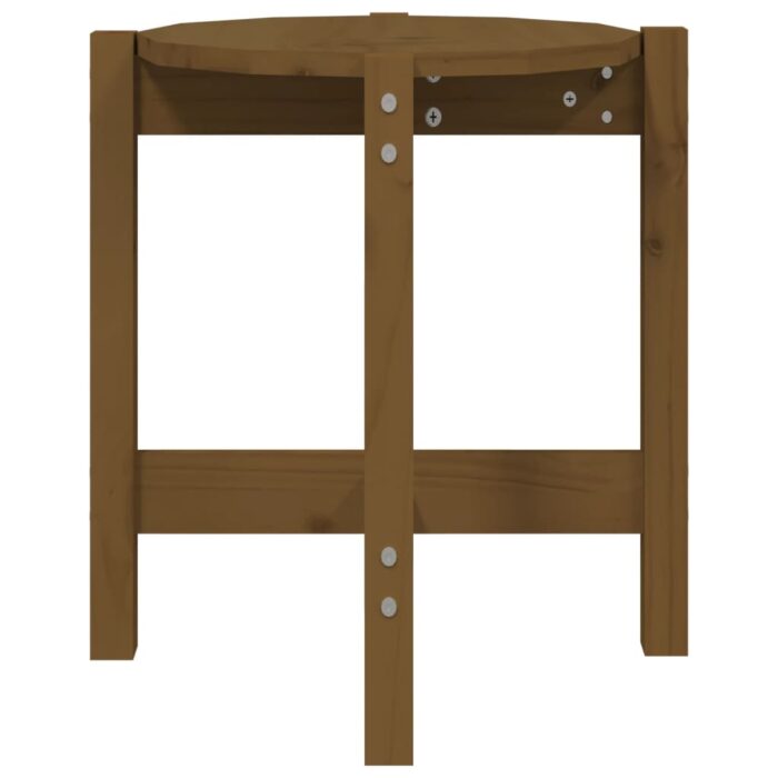 Table basse Marron miel Ø 42,5x45 cm Bois massif de pin – Image 4