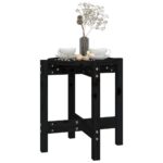 Table basse Noir Ø 42,5x45 cm Bois massif de pin – Image 2