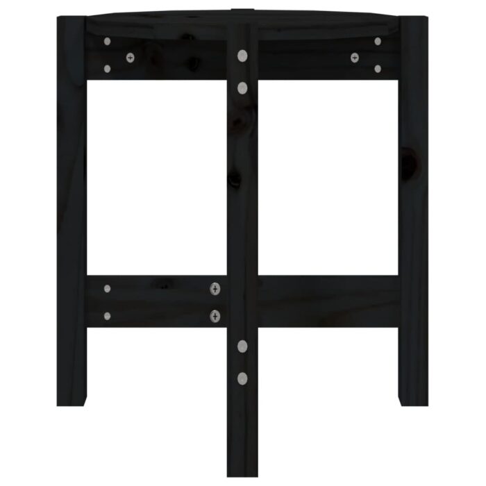 Table basse Noir Ø 42,5x45 cm Bois massif de pin – Image 3