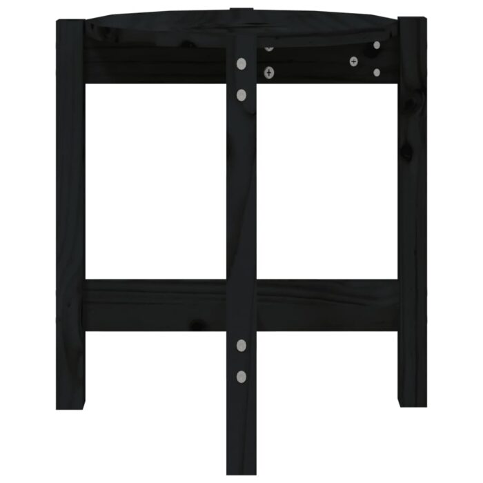 Table basse Noir Ø 42,5x45 cm Bois massif de pin – Image 4