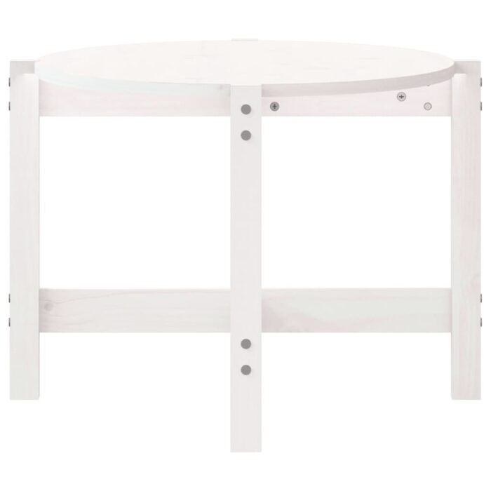 Table basse Blanc 118x63x45 cm Bois massif de pin – Image 4
