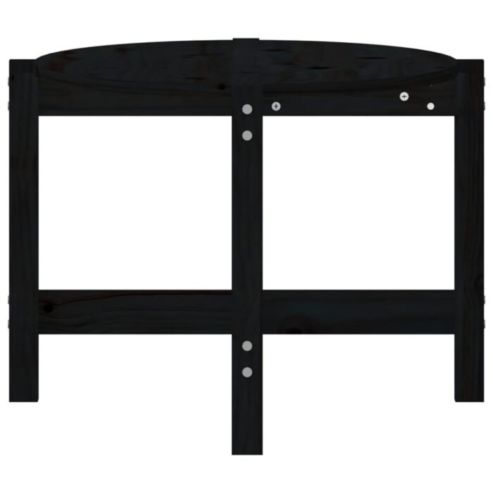 Table basse Noir 118x63x45 cm Bois massif de pin – Image 4