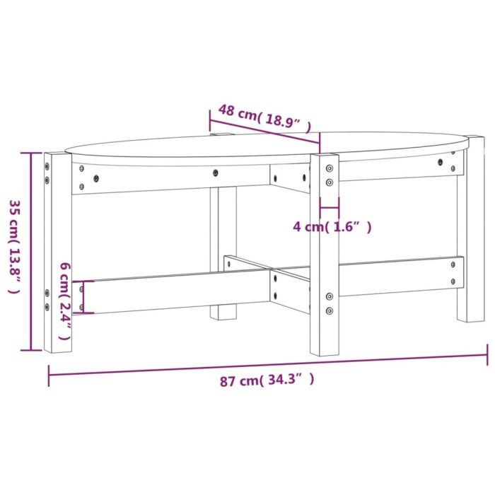 Table basse 87x48x35 cm Bois massif de pin – Image 6