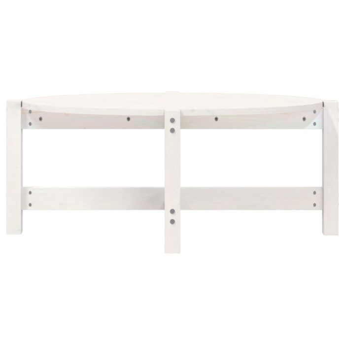 Table basse Blanc 87x48x35 cm Bois massif de pin – Image 3
