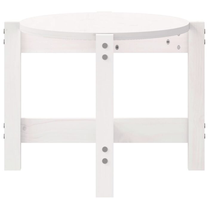Table basse Blanc 87x48x35 cm Bois massif de pin – Image 4