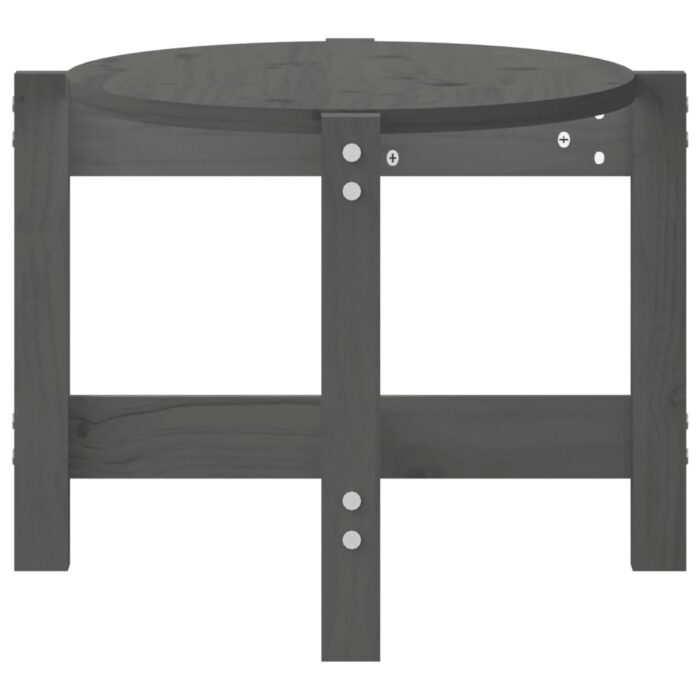Table basse Gris 87x48x35 cm Bois massif de pin – Image 4