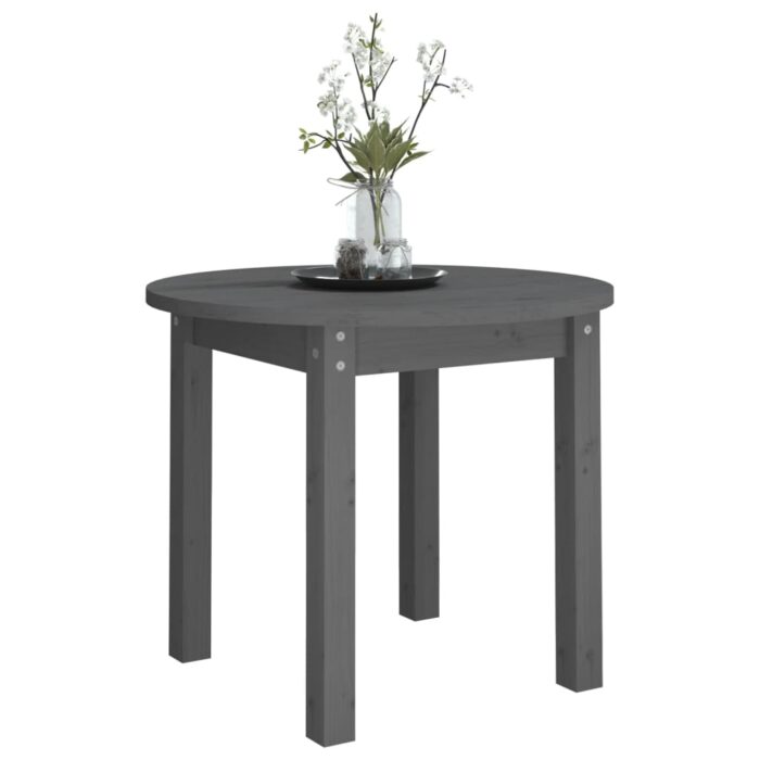 Table basse Gris Ø 55x45 cm Bois massif de pin – Image 2