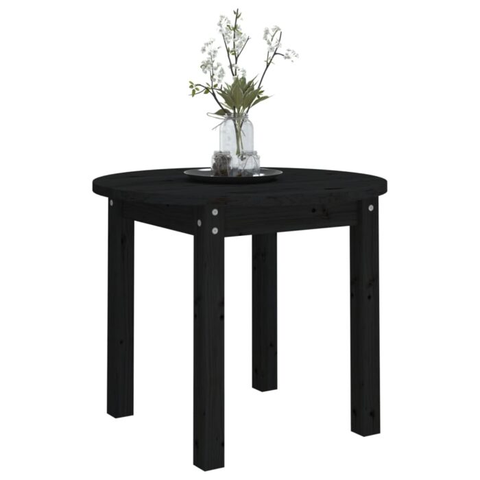 Table basse Noir Ø 55x45 cm Bois massif de pin – Image 2