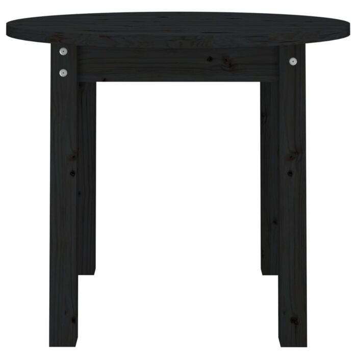 Table basse Noir Ø 55x45 cm Bois massif de pin – Image 3