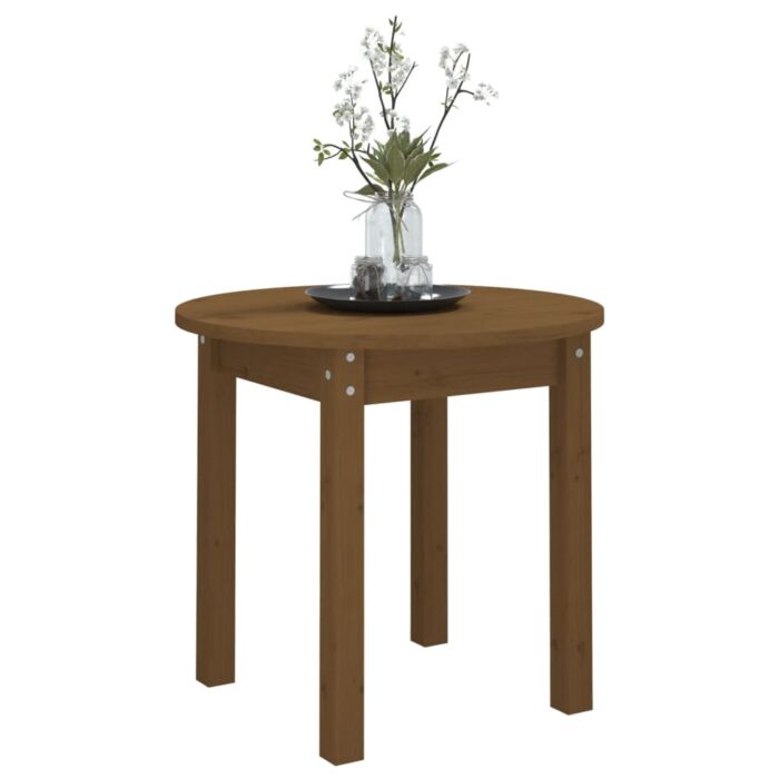 Table basse Marron miel Ø 45x40 cm Bois massif de pin – Image 2
