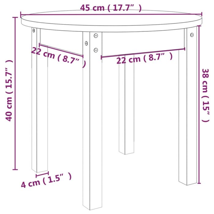 Table basse Marron miel Ø 45x40 cm Bois massif de pin – Image 6