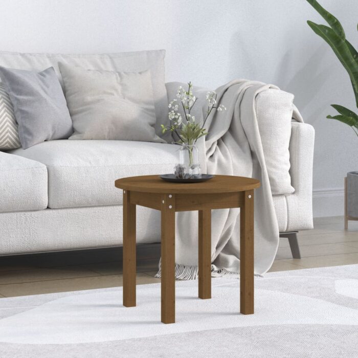 Table basse Marron miel Ø 45x40 cm Bois massif de pin – Image 1