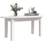 Table basse Blanc 80x40x35 cm Bois massif de pin – Image 2