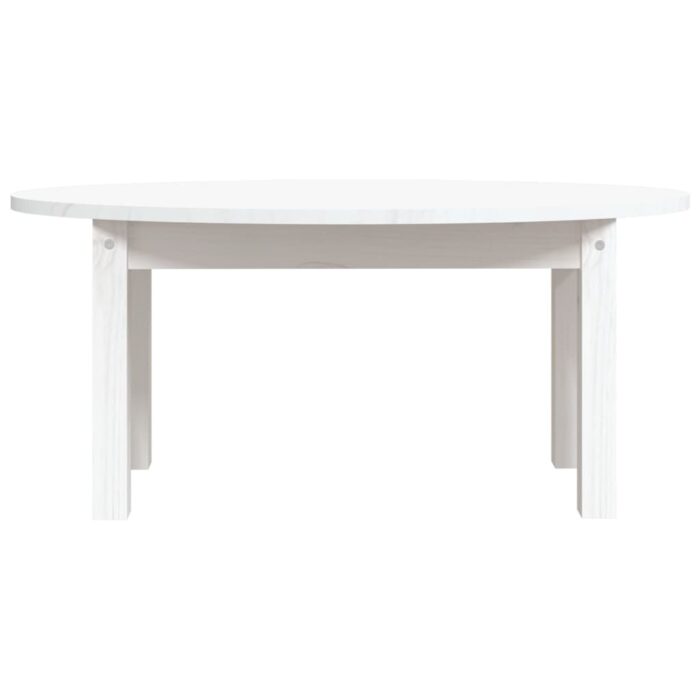 Table basse Blanc 80x40x35 cm Bois massif de pin – Image 3