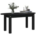 Table basse Noir 80x40x35 cm Bois massif de pin – Image 2