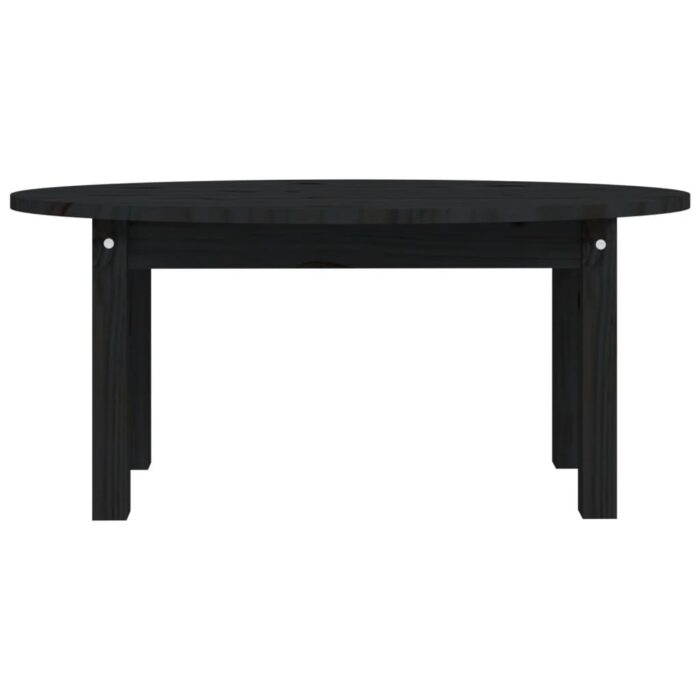 Table basse Noir 80x40x35 cm Bois massif de pin – Image 3