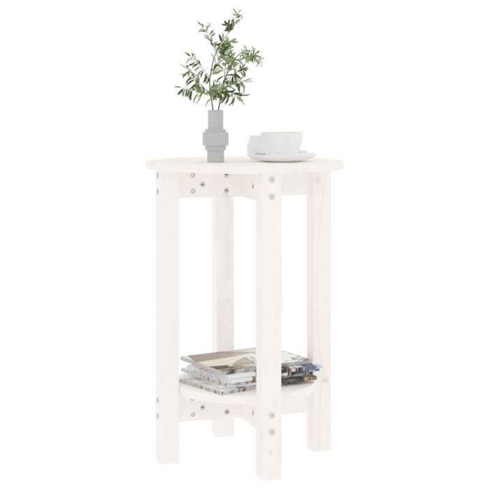 Table basse Blanc Ø 40x60 cm Bois massif de pin – Image 2