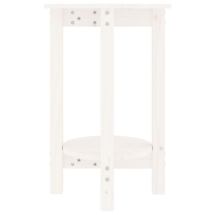 Table basse Blanc Ø 40x60 cm Bois massif de pin – Image 3