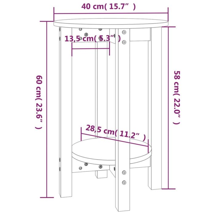 Table basse Blanc Ø 40x60 cm Bois massif de pin – Image 6