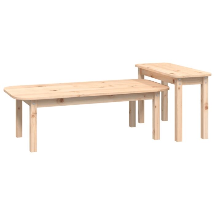 Ensemble de tables basses 2 pcs Bois massif de pin – Image 3