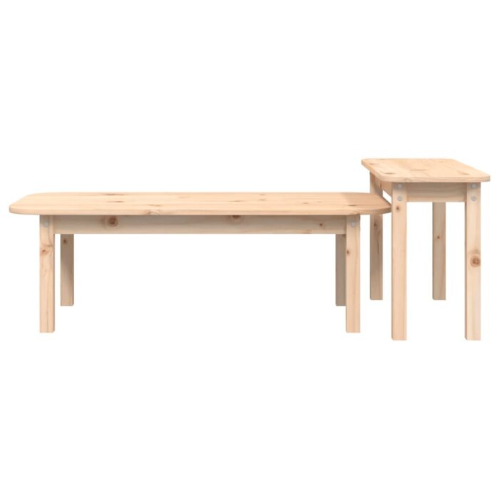 Ensemble de tables basses 2 pcs Bois massif de pin – Image 4