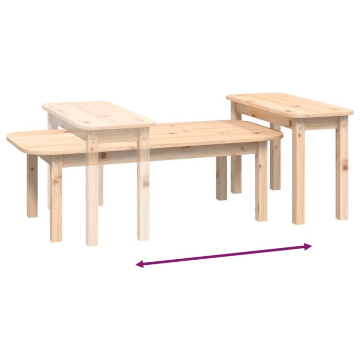 Ensemble de tables basses 2 pcs Bois massif de pin – Image 6