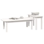 Ensemble de tables basses 2 pcs Blanc Bois massif de pin – Image 2