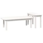 Ensemble de tables basses 2 pcs Blanc Bois massif de pin – Image 3