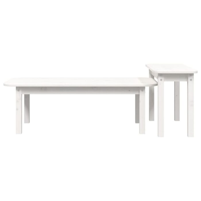 Ensemble de tables basses 2 pcs Blanc Bois massif de pin – Image 4