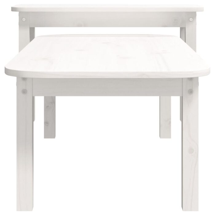 Ensemble de tables basses 2 pcs Blanc Bois massif de pin – Image 5