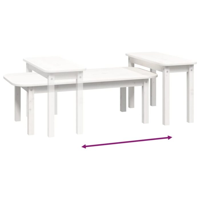 Ensemble de tables basses 2 pcs Blanc Bois massif de pin – Image 6