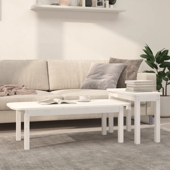 VXL8720287208600_m_en_hd_1.jpg Ensemble de tables basses 2 pcs Blanc Bois massif de pin – Image 1