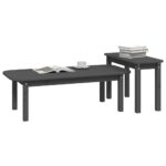 Ensemble de tables basses 2 pcs Gris Bois massif de pin – Image 2