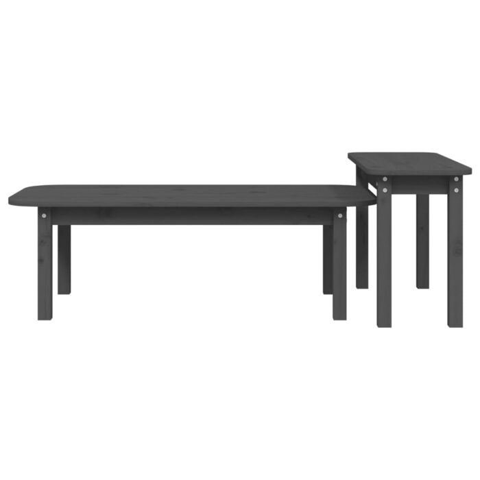 Ensemble de tables basses 2 pcs Gris Bois massif de pin – Image 4
