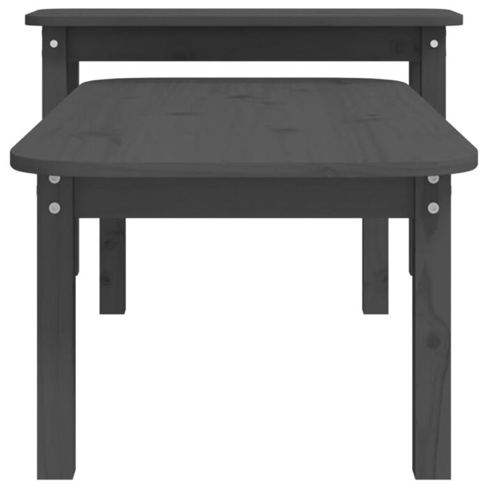 Ensemble de tables basses 2 pcs Gris Bois massif de pin – Image 5