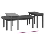 Ensemble de tables basses 2 pcs Gris Bois massif de pin – Image 6
