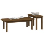 Ensemble de tables basses 2 pcs Marron miel Bois massif de pin – Image 2