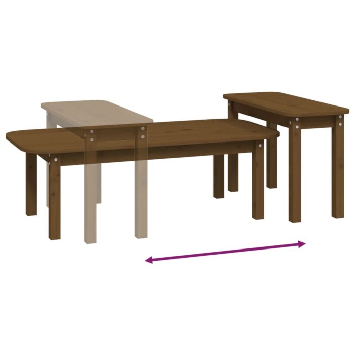 Ensemble de tables basses 2 pcs Marron miel Bois massif de pin – Image 6