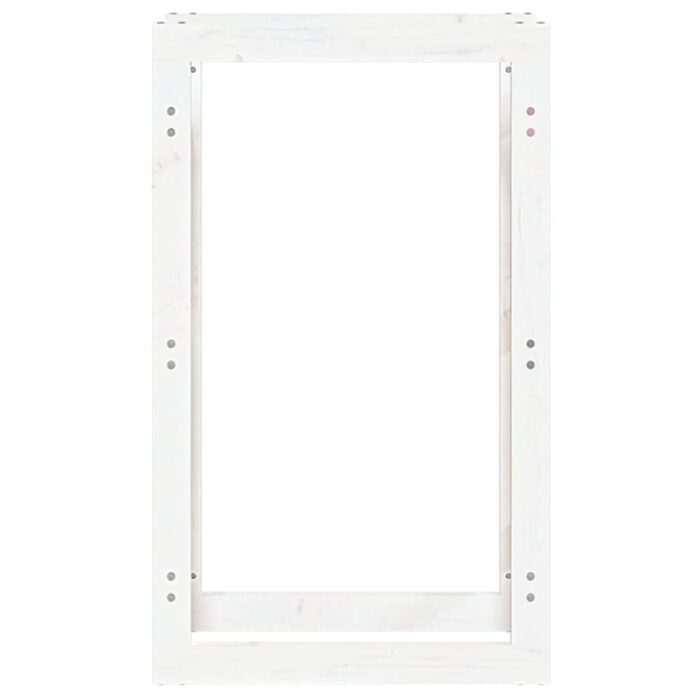 Support pour bois de chauffage Blanc 60x25x100 cm Bois de pin – Image 3