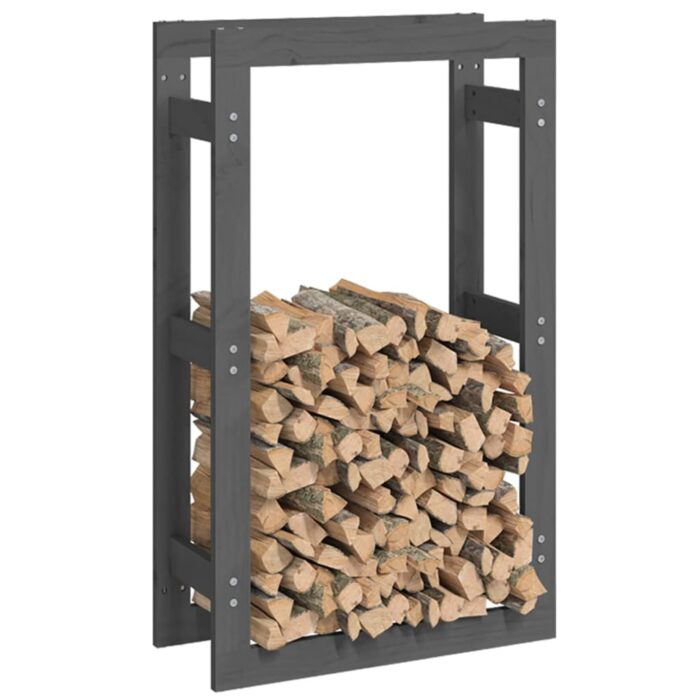 Support pour bois de chauffage Gris 60x25x100 cm Bois de pin – Image 2