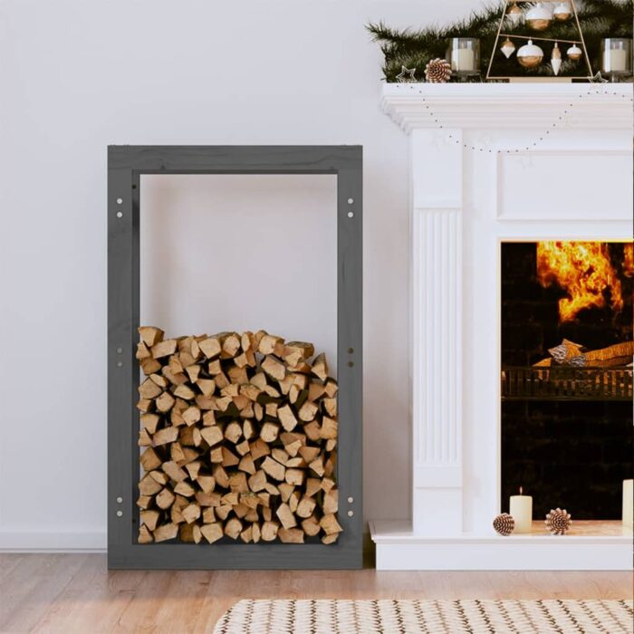 Support pour bois de chauffage Gris 60x25x100 cm Bois de pin – Image 1
