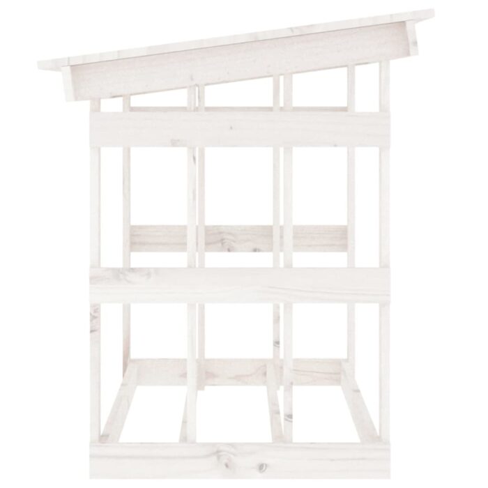 Support pour bois de chauffage Blanc 108x64,5x77 cm Bois de pin – Image 4