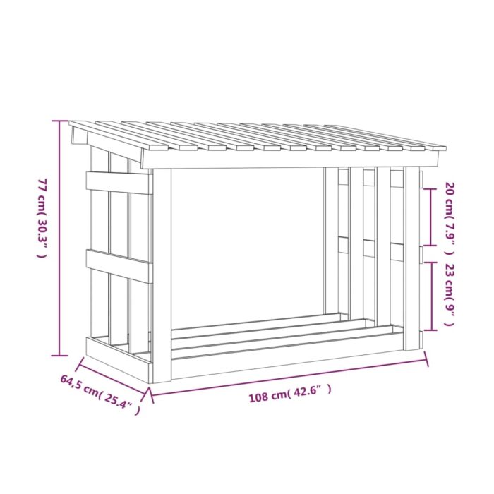 Support pour bois de chauffage Blanc 108x64,5x77 cm Bois de pin – Image 6
