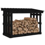 Support pour bois de chauffage Noir 108x64,5x77 cm Bois de pin – Image 2